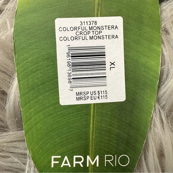 FARM RIO Colorful Monstera Crop Top Size XL NWT - Picture 8 of 8